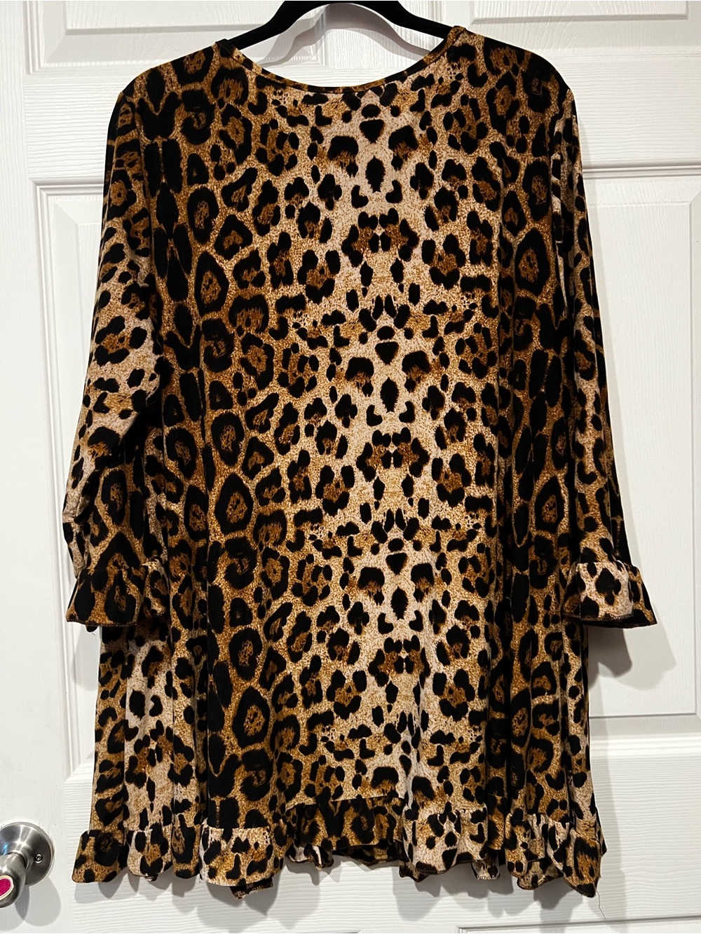 Leopard Print Ruffle Tunic - Brown - Picture 7 of 9